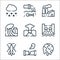 climate change line icons. linear set. quality vector line set such as global warming, leak, grasshopper, hydro power, eruption,