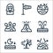 Climate change line icons. linear set. quality vector line set such as house effect, windy, high tide, eruption, volcano, planet,