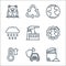 Climate change line icons. linear set. quality vector line set such as trash, co, temperature, ozone layer, factory, rain, earth,