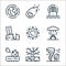 climate change line icons. linear set. quality vector line set such as windstorm, drought, tire, explosion, sun, earthquake, urban