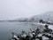 Climate Change. Snowstorm in Skiathos Island