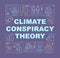 Climate conspiracy theory and green scam word concepts banner