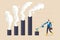 Climate crisis and environment policy  ESG or ecology problem concept  businessman leader watering seedling plant on bar graph