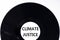 Climate justice symbol. Concept words Climate justice on beautiful black vinyl disk. Beautiful white table white background.