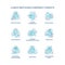 Climate skepticism and conspiracy blue concept icons set