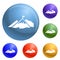 Climb mountain flag icons set vector