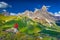 Climber admiring of the landscape of Pale di San Martino