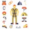 Climber gear equipment icons flat vector design illustration