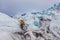 Climber in Glacier in Skaftafell, Iceland.