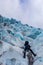 Climber in Glacier in Skaftafell, Iceland.