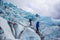 Climber in Glacier in Skaftafell, Iceland.