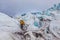 Climber in Glacier in Skaftafell, Iceland.