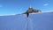 Climber on the glacier toward the Dent du Geant, in the Mt. Blanc massif.