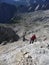 Climber at Jubilaumsgrat via ferrata, Zugspitze mountain, Germany