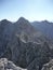 Climber at Jubilaumsgrat via ferrata, Zugspitze mountain, Germany