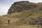 Climber on the path to Beinn Chabhair.