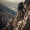 A climber scaling a steep mountain generative AI
