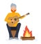 Climber set, tourist near the fire playing the guitar. Character creation.