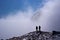 Climber silhouettes in mountains