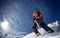 Climber on a snowy ridge