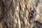 Climber trains on the rocks of Croatia