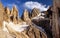 Climber on via ferrata or klettersteig in Italy