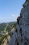 Climber in wall of Heli - Kraft - Klettersteig, Hochkar