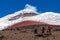 Climbers ascend to the refuge of Cotopaxi