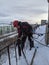 climbers clean the roof in winter And then out of the snow