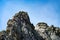 Climbers are climbing a rocky mountain in Paklenica, Croatia