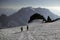 Climbers descending from Sahale Peak