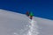 Climbers in a queue standing in a line in Himalayan ascent