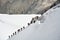 Climbers returning back to Aiguille du Midi from Mont Blanc