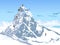 climbers on the snowy mountain with sky illustration