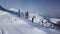 Climbers Walking Up Mountain Expedition Aerial Flight Epic Mountain Range Climb To Success Beautiful Peak Winter