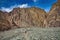 Climbers walking on the walking path to the base camp of Stok Kangri peak