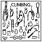 Climbing,camping and exploration icons set