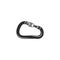 Climbing carabiner icon. Silhouette style symbol. Black pictogram of climbing equipment - carabiner. Vintage hand drawn