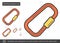 Climbing carabiner line icon.