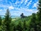 Climbing rock in Saxon Switzerland in summer