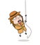 Climbing Rope in Fear - Female Explorer Scientist Cartoon Vector