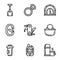 Climbing tools icon set, outline style