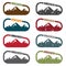 Climbing vector illustration set mountains and carabiner