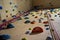 Climbing wall in the gym interior in the school