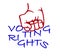 Clinched fist squashing voting rights words