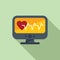Clinic heart monitor icon flat vector. Event body disease