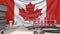 Clinic laboratory equipment on Canadian flag background. Healthcare and medical research in Canada related conceptual