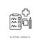 Clinical notes icon. Questionnaire. Patient`s health information.Editable illustration