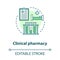 Clinical pharmacy concept icon. Medical laboratory tests and diagnostics idea thin line illustration. Prescribed