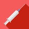 Clinical syringe icon, flat style
